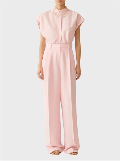 Wide linen and viscose twill trousers with pleats and diamond thread FABIANA FILIPPI | PAD276F367M1502202