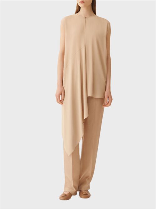 Asymmetric silk blend crepe de chine top with plexiglass detail FABIANA FILIPPI | TPD266F288D9430157