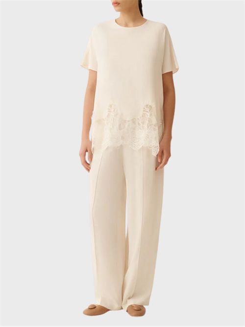 Top manica corta in crepe de chine misto seta con fondo in pizzo FABIANA FILIPPI | TPD276F736M1580145