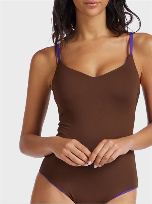 Reversible Olympic one-piece swimsuit in two-tone microfiber FISICO | CC28MBF7346