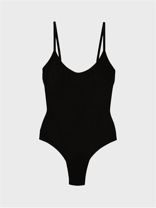 Microfiber one-piece swimsuit with rhinestone straps FISICO | MC07GWF0009