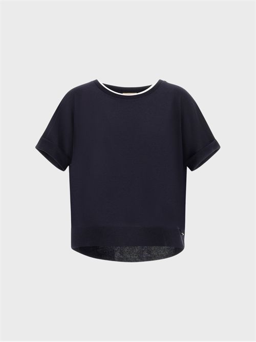 Boxy striped T-shirt in cotton and lyocell jersey HERNO | JG000312D520569200