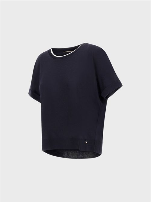 Boxy striped T-shirt in cotton and lyocell jersey HERNO | JG000312D520569200