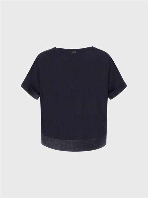 Boxy striped T-shirt in cotton and lyocell jersey HERNO | JG000312D520569200