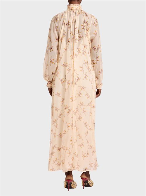 Long silk chiffon dress with Farfalla print LA DOUBLE J | DRE1061SIL024FAR08WH09