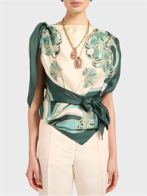 Top foulard in twill di seta con stampa LA DOUBLE J | SCA0096SIL029BTU01GR11