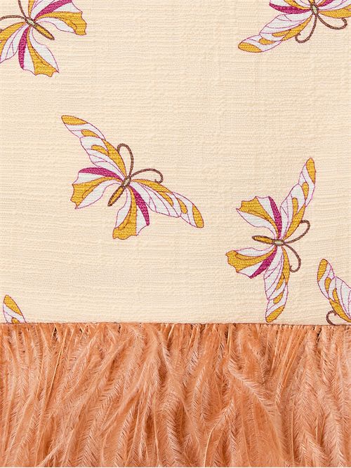 Top in cotone con piume e stampa Farfalla LA DOUBLE J | TOP0013COT005FAR08WH09