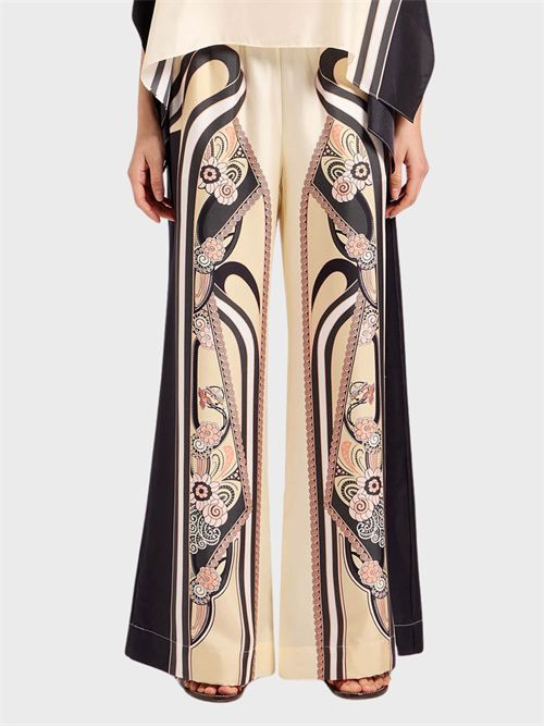 Pantaloni palazzo in twill di seta con stampa Ambrosia LA DOUBLE J | TRO0026SIL006AMB03PI02