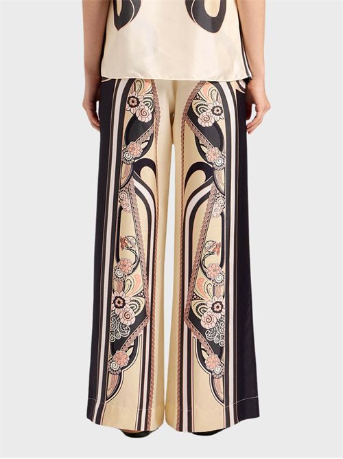 Pantaloni palazzo in twill di seta con stampa Ambrosia LA DOUBLE J | TRO0026SIL006AMB03PI02