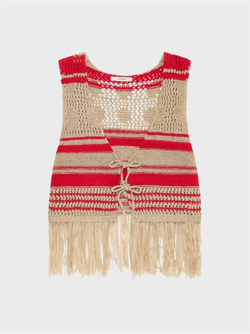 Gilet corto intrecciato con frange in tessuto tecnico MALIPARMI | JE11307821411B30