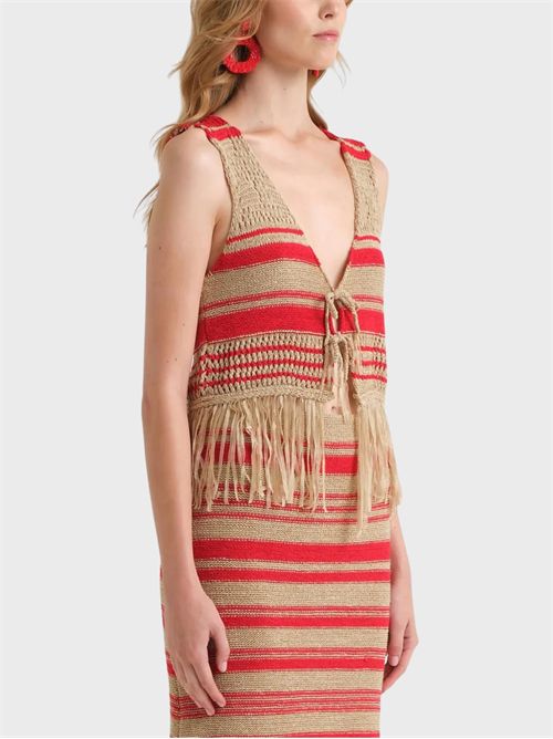 Gilet corto intrecciato con frange in tessuto tecnico MALIPARMI | JE11307821411B30