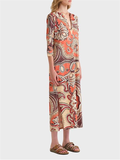 Long jersey kaftan with paisley print and side slits MALIPARMI | JF667370671B3107