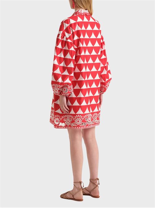 Abito corto in popeline di cotone con ricamo e stampa optical MALIPARMI | JF669415216B3036