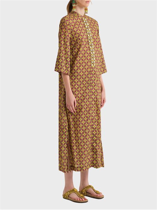 Kaftano lungo in cotone con ricamo conchiglie e perline MALIPARMI | JF669915215B7003