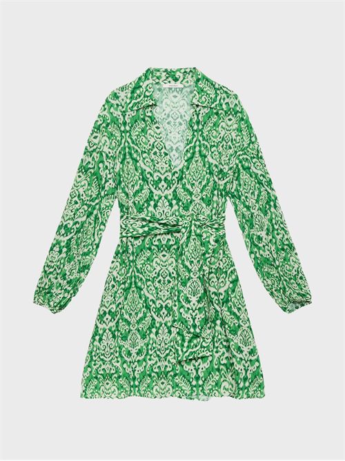 Abito al ginocchio in viscosa con stampa Ikat e fusciacca MALIPARMI | JF672050671D6092