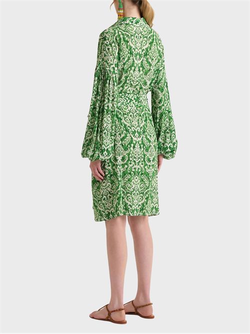 Abito al ginocchio in viscosa con stampa Ikat e fusciacca MALIPARMI | JF672050671D6092