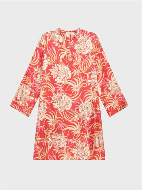 Abito caftano in twill di seta stampato con collo coreana MALIPARMI | JF679831027B3040