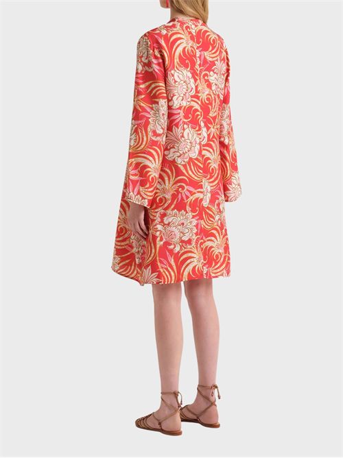 Abito caftano in twill di seta stampato con collo coreana MALIPARMI | JF679831027B3040