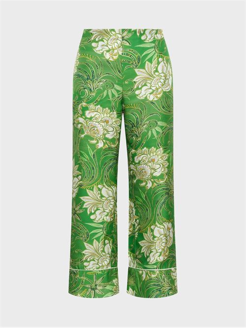 Pantalone in twill di seta stampato con vita elastica e piping MALIPARMI | JH807631027D6096