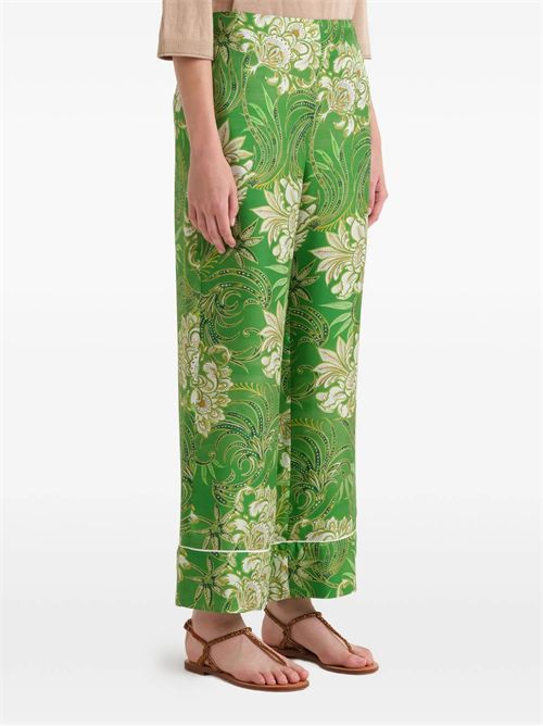 Pantalone in twill di seta stampato con vita elastica e piping MALIPARMI | JH807631027D6096