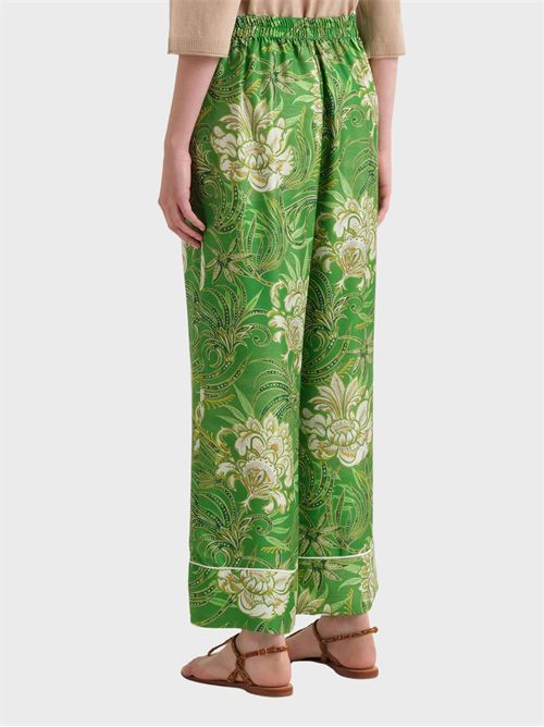 Pantalone in twill di seta stampato con vita elastica e piping MALIPARMI | JH807631027D6096
