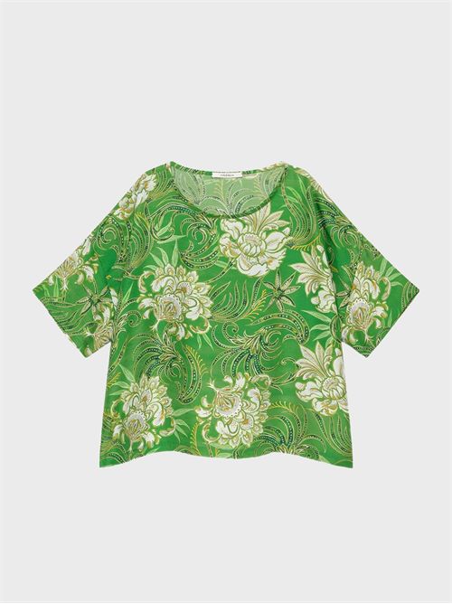 Camicia over in twill di seta stampato con maniche corte MALIPARMI | JM559031027D6096