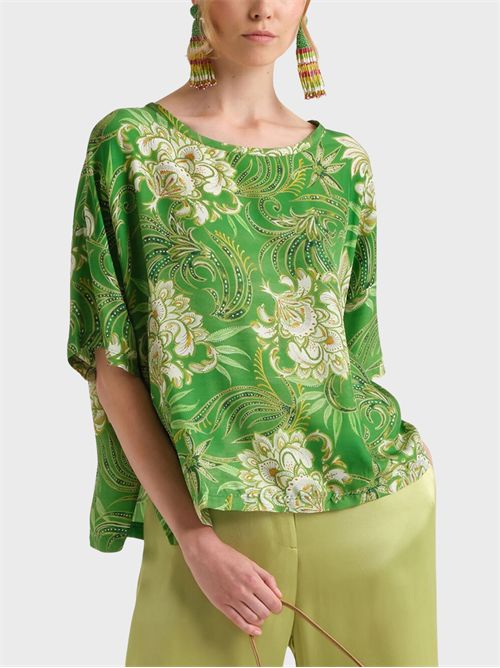 Camicia over in twill di seta stampato con maniche corte MALIPARMI | JM559031027D6096