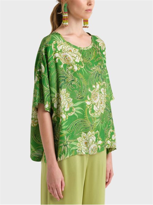 Camicia over in twill di seta stampato con maniche corte MALIPARMI | JM559031027D6096