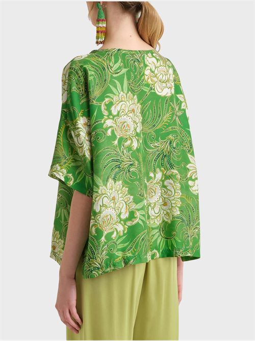 Camicia over in twill di seta stampato con maniche corte MALIPARMI | JM559031027D6096