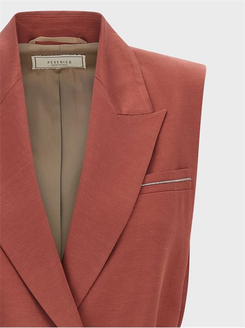 Belted vest in viscose and linen twill PESERICO | A03028A01926124