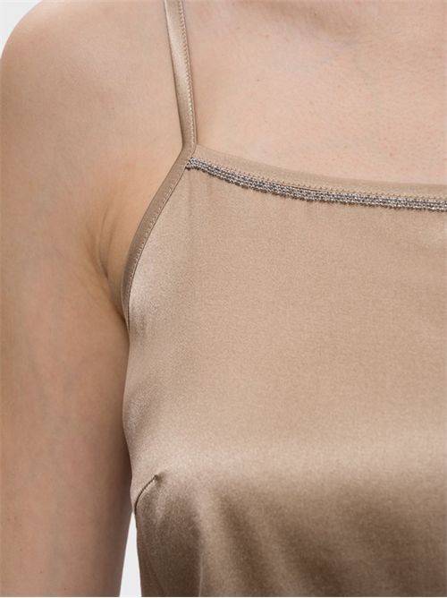 Flared stretch silk satin top with square neckline PESERICO | A08921D02372246