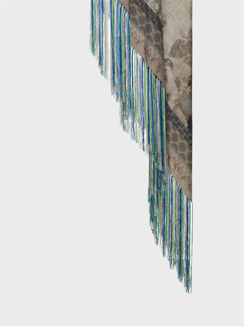 Scialle in seta con scene vintage e motivi geometrici PIERRE-LOUIS MASCIA | 135X135IN517560