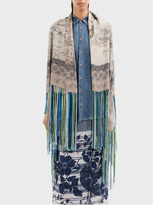 Scialle in seta con scene vintage e motivi geometrici PIERRE-LOUIS MASCIA | 135X135IN517560