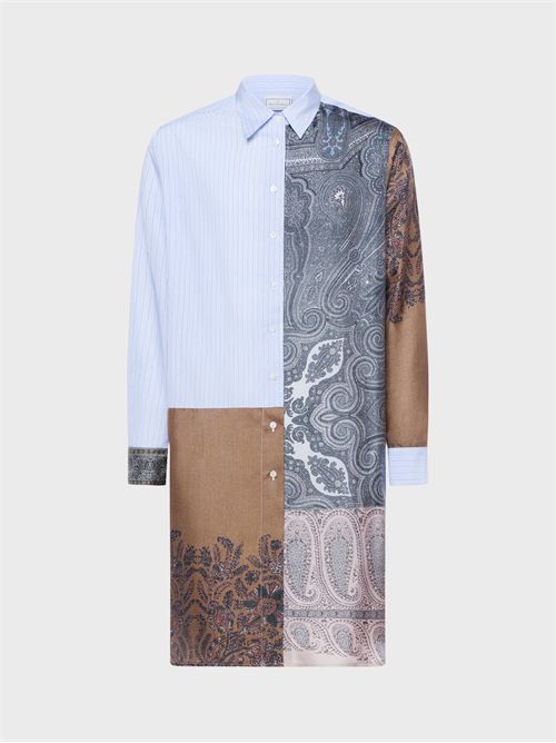 Abito chemisier midi con patchwork rigato e paisley PIERRE-LOUIS MASCIA | CML12698517863