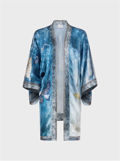 Giacca kimono in seta con motivo farfalle PIERRE-LOUIS MASCIA | KM12608518230