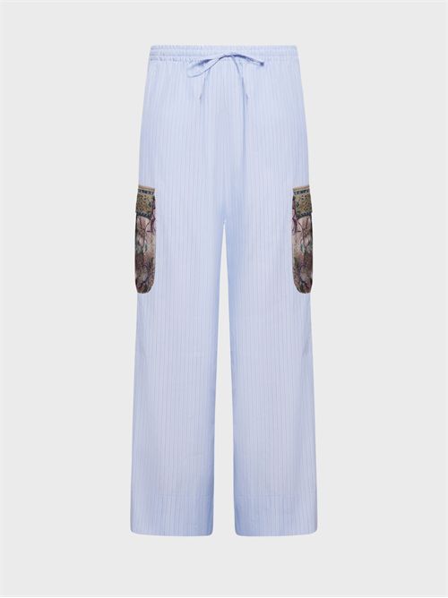 Pantaloni ampi in cotone con righe e patchwork floreale PIERRE-LOUIS MASCIA | PT12453517864