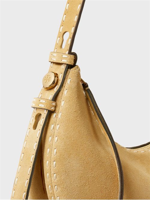Small crescent-shaped bag in suede with visible stitching TORY BURCH | 178680250
