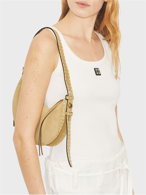 Small crescent-shaped bag in suede with visible stitching TORY BURCH | 178680250