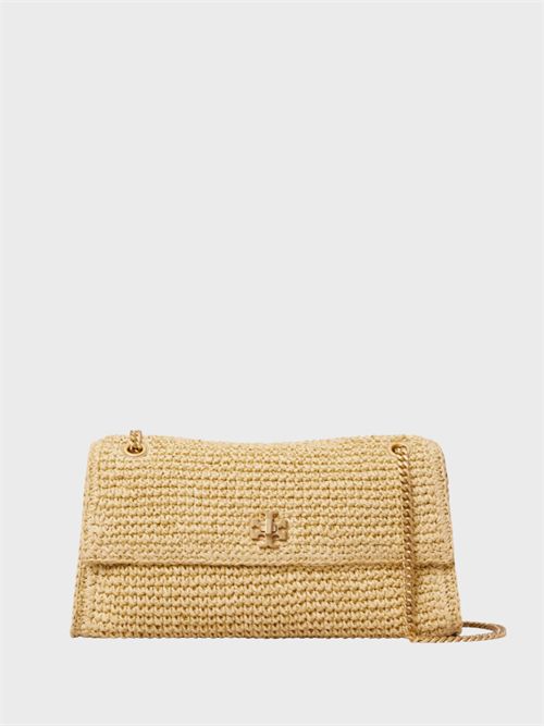 Kira Turnlock woven raffia shoulder bag TORY BURCH | 184122254