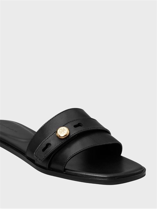 Romy slider sandal in leather with logo detail TORY BURCH | 181993006