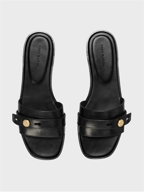 Romy slider sandal in leather with logo detail TORY BURCH | 181993006