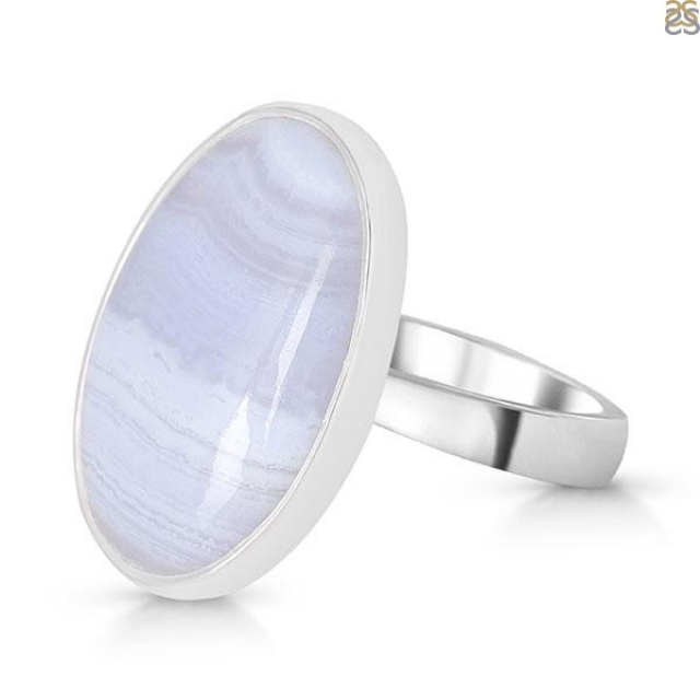 Amazing Blue Lace Agate Ring at Affordable Price | Rananjay Exports