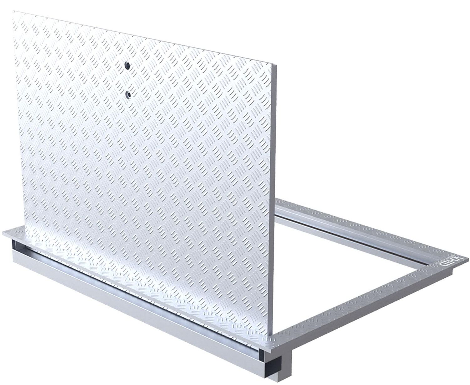 Technical floor hatch made of stainless steel for premises, with a