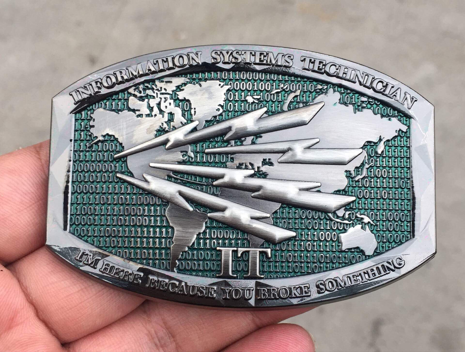 Navy Enlisted Custom Belt Buckle Information Systems Technician IT