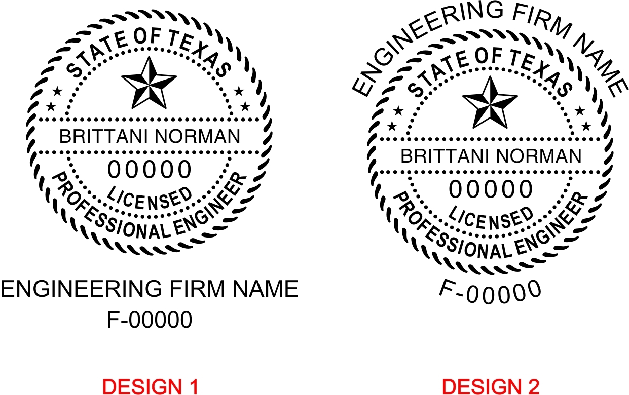 Texas Firm Engineer seals and stamps and electronic files for all states