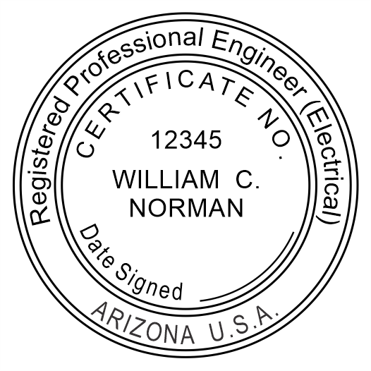 Arizona Professional Engineer Professional Engineer Seals and Stamps