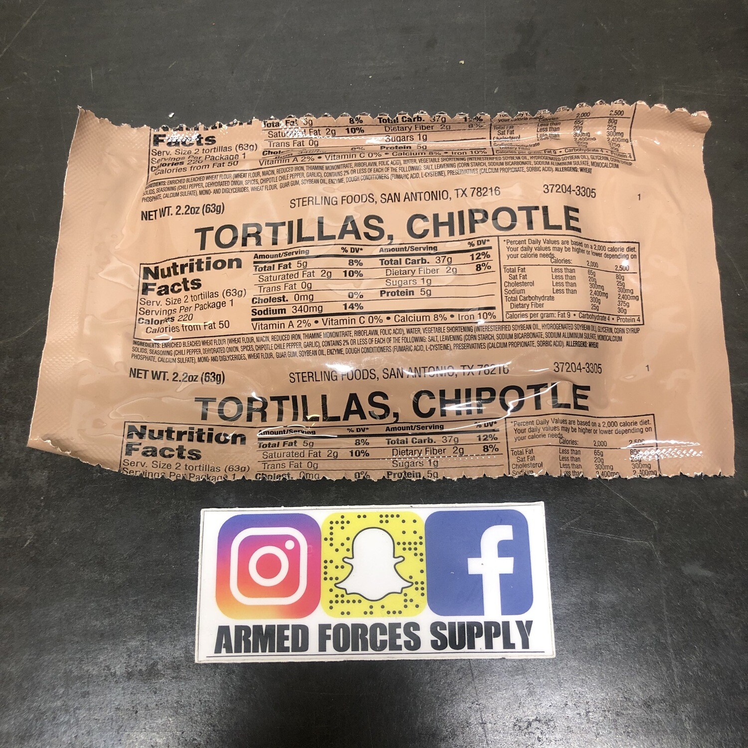 MILITARY MRE CHIPOTLE TORTILLAS