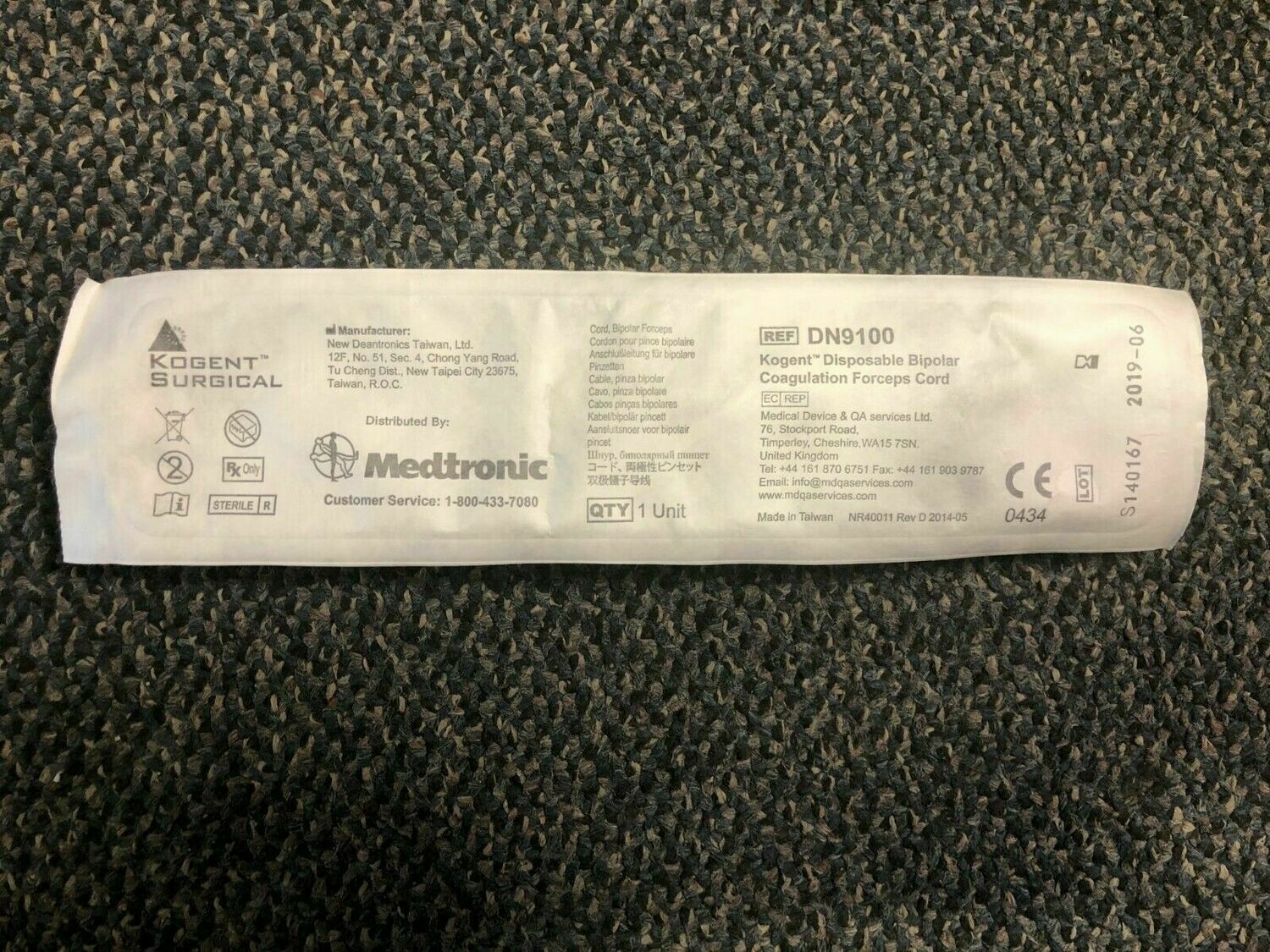 KOGENT SURGICAL BIPOLAR COAGULATED FORCEPS REPLACEMENT CORD MEDTRONIC