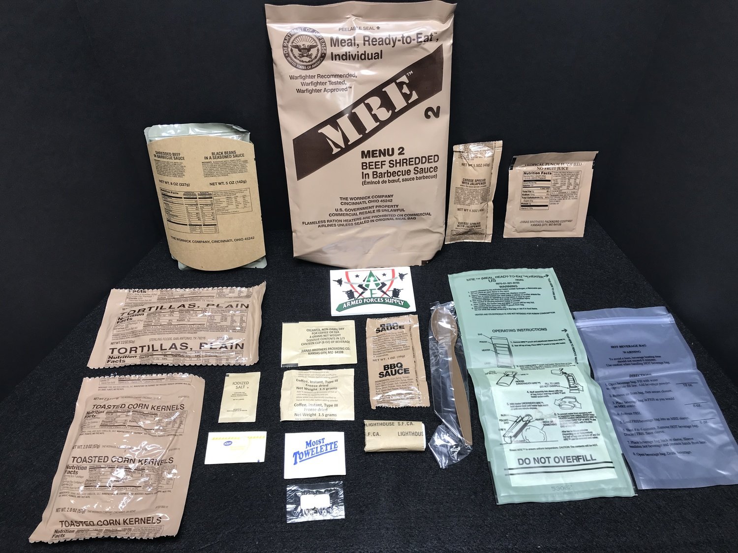 MRE Meal 2 Beef Shredded in BBQ Sauce