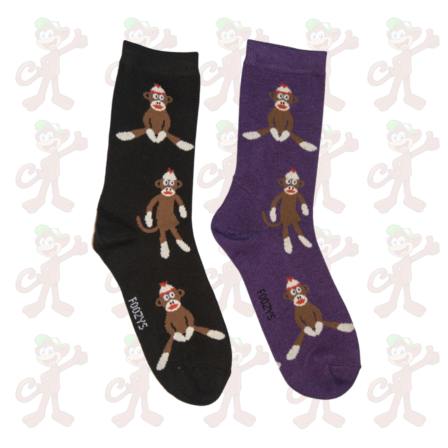 Women's Sock Monkey Crew Socks 2 Colors